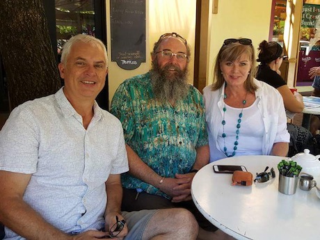 Author Chris (centre) with First Aid For Motorcyclists instructors Roger Fance and Tracy Hughes crash