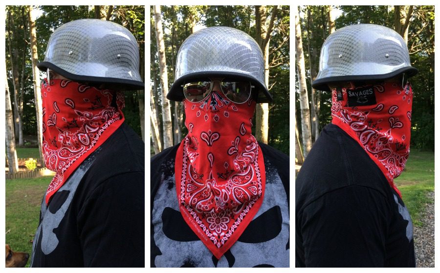Savages bandana and German carbon fiber helmet
