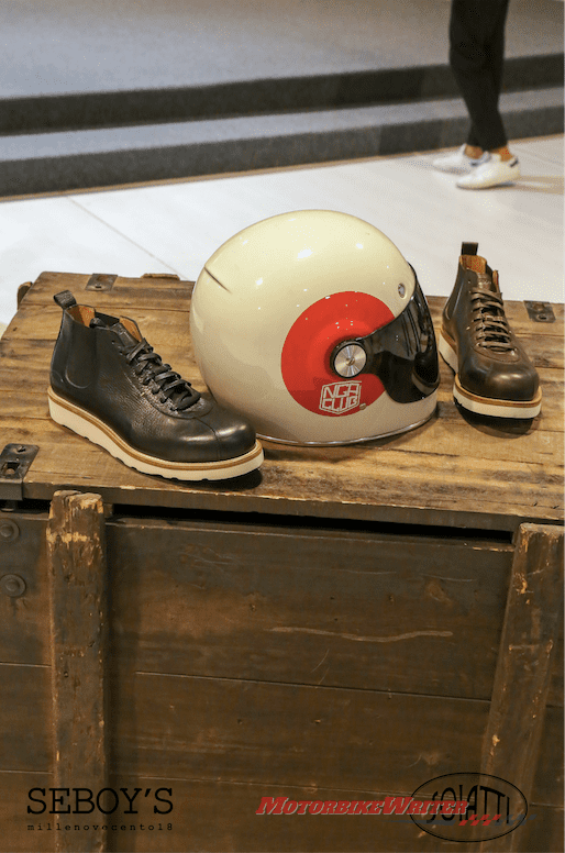 This stylish motorcycle shoe is the result of a collaboration between Milan shoemaker Seboy’s and Italian vintage motorcycle restoration workshop Soiatti Moto Classiche.