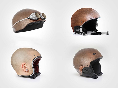 Shaved head motorcycle helmet japanese