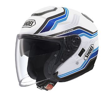 Shoei Solid J Cruise White and Blue Motorcycle Helmet