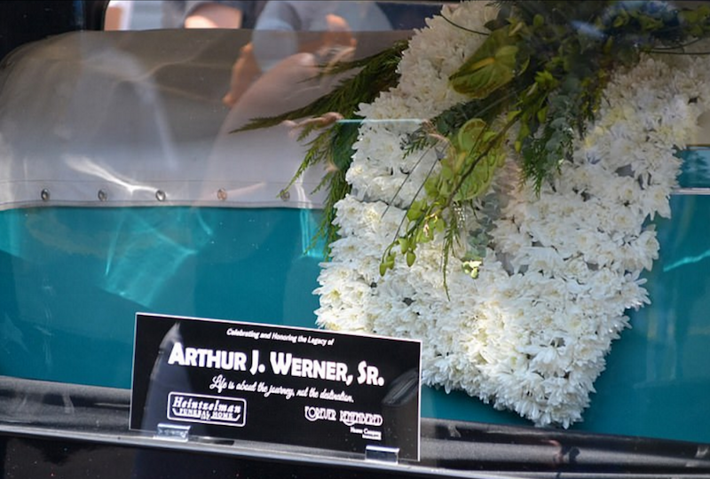 WWII veteran Arthur J Werner Sr buried in Harley sidecar