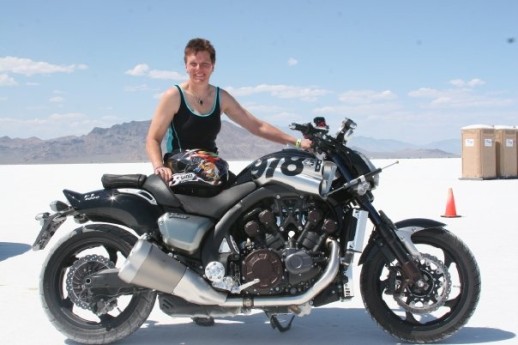 Evelyne Scholz will attempt to become the second female admitted to the exclusive Bonneville 200mph club riding a ‘naked’ bike. 220mph 'Naked' Land Speed Record in August, 2016, at the Bonneville Salt Flats, Utah, USA.