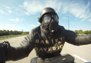 Steampunk motorcycle Helmet on harley davidson