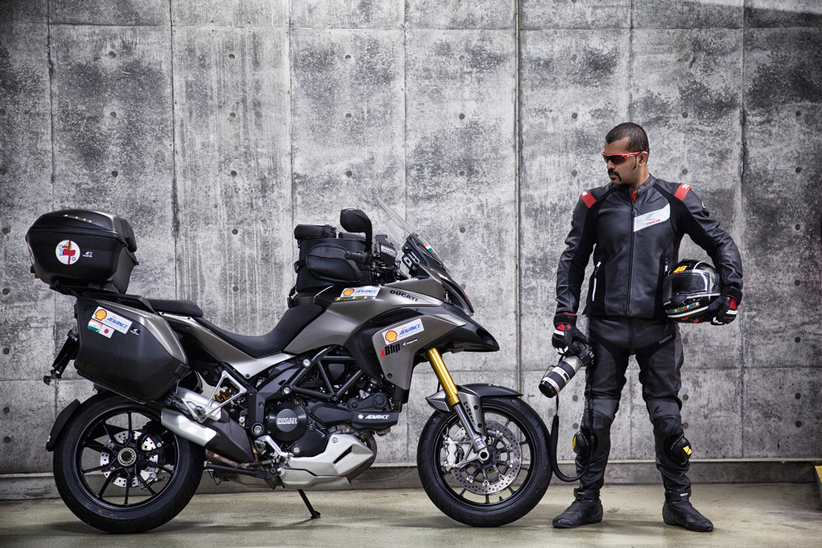 Sundeep Gajjar with a Ducati Multistrada bikes