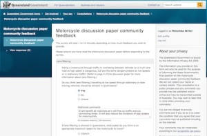 Online survey on lane filtering and other motorcycle issues