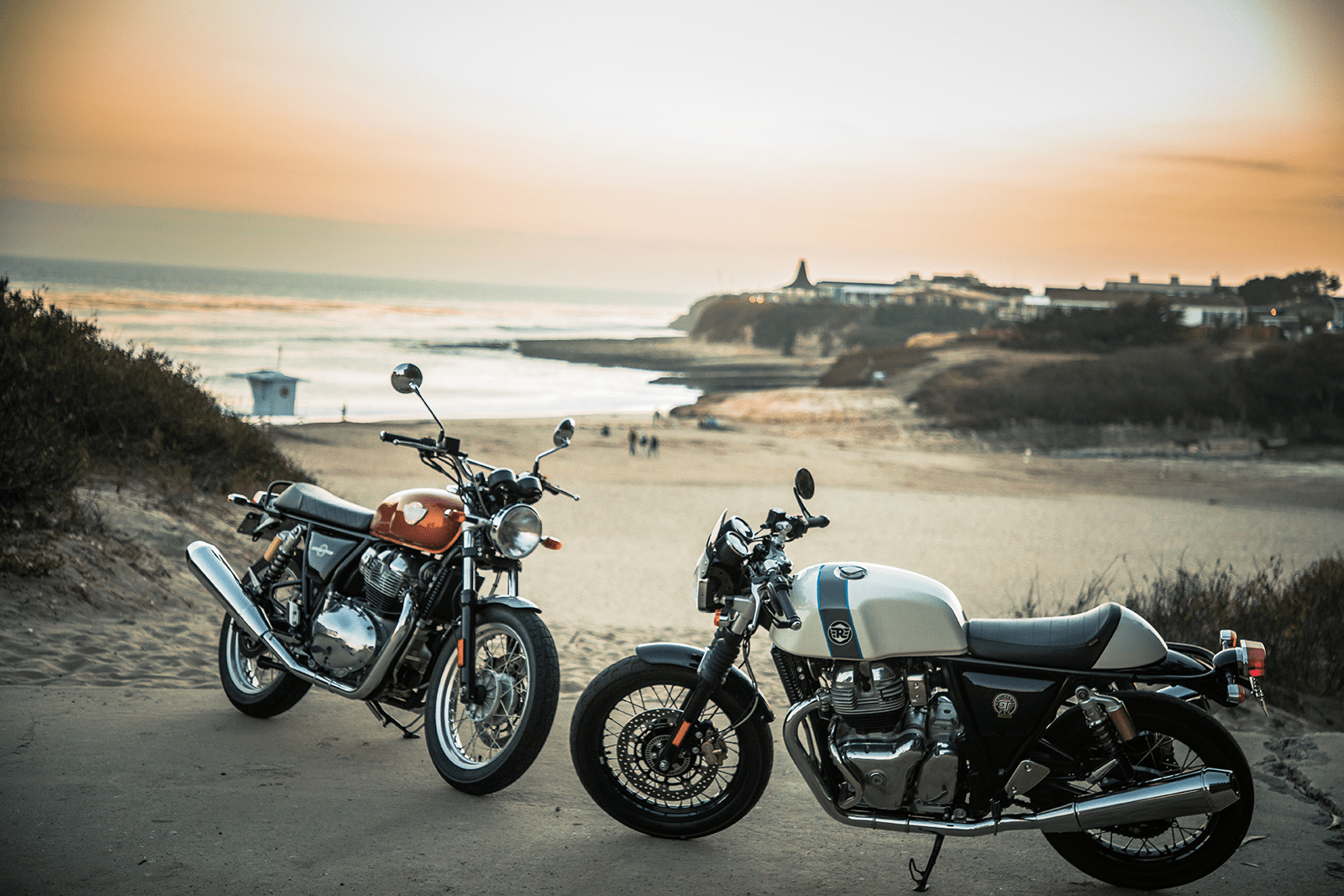 Royal Enfield Motorcycles at Beach for Sunset