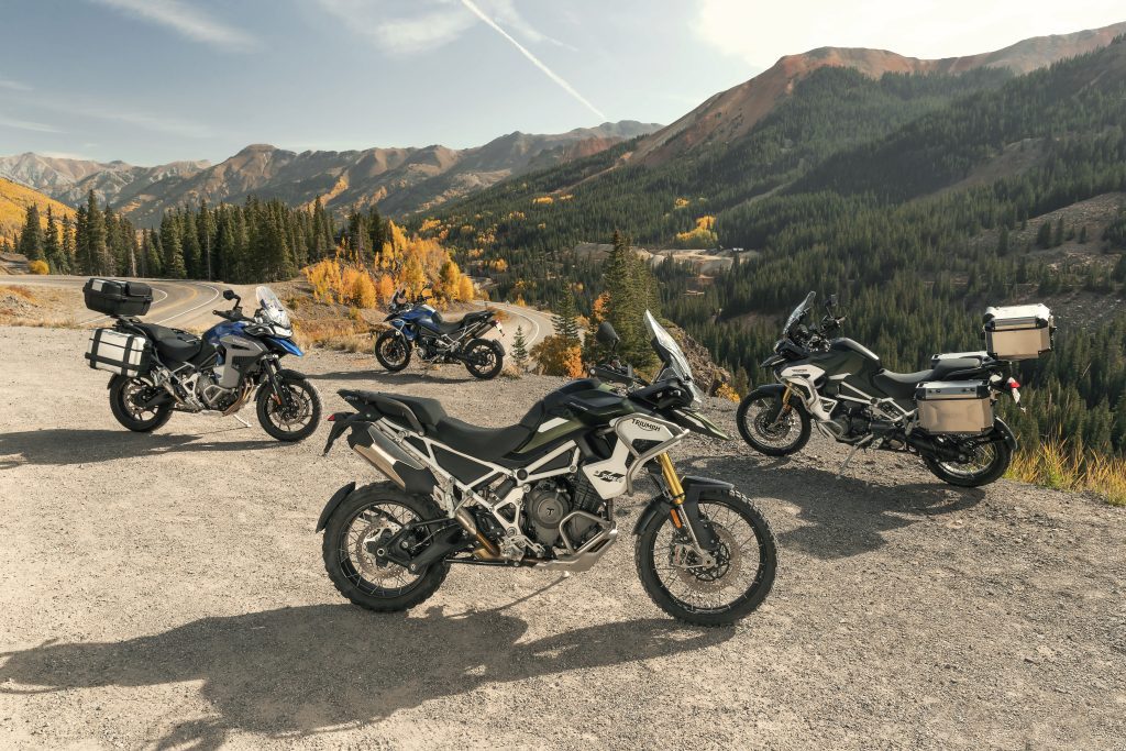 The Triumph Tiger line, complete with the GT, GT Explorer, Rally, Rally Explorer, and GT Pro