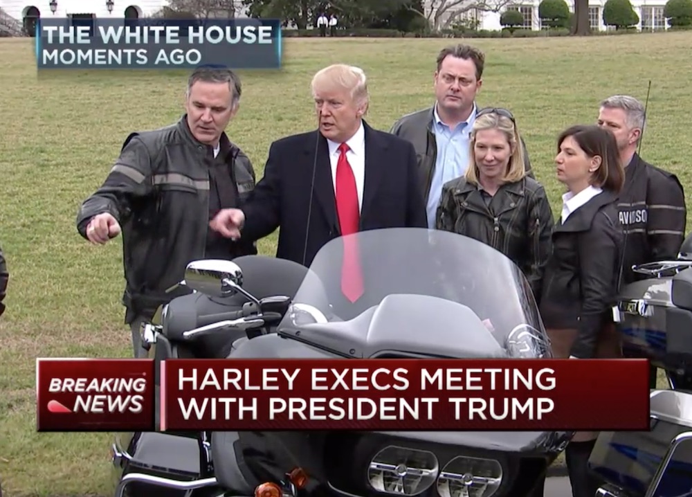 Harley-Davidson execs meet President Trump copycat