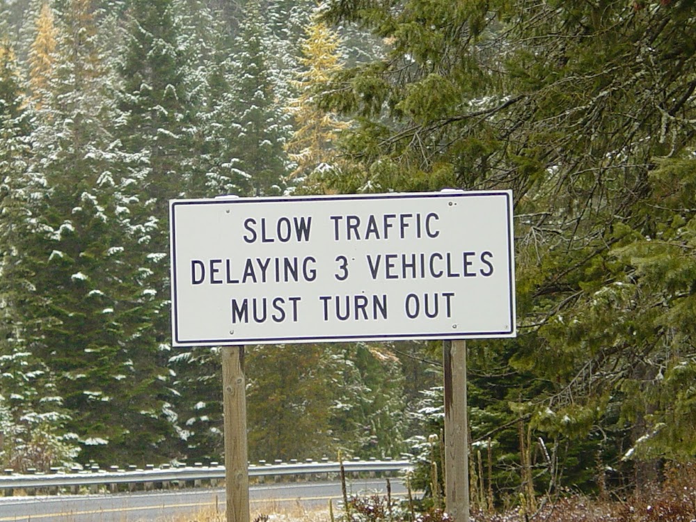 Slow moving vehicle pull over turnout sign traffic