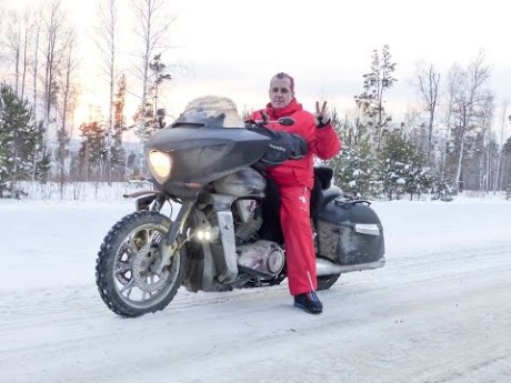 Urs on the ice Victory Motorcycles