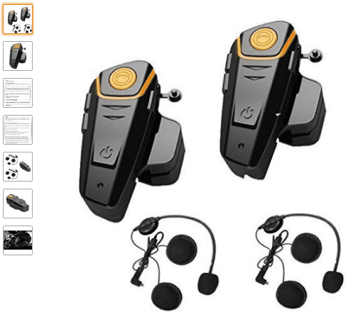 Veetop 2 x 800m Water Resistant Bluetooth Motorcycle Motorbike Helmet Intercom Interphone Headset for 2 or 3 riders and 2.5mm Audio for Walkie Talkie MP3 player GPS