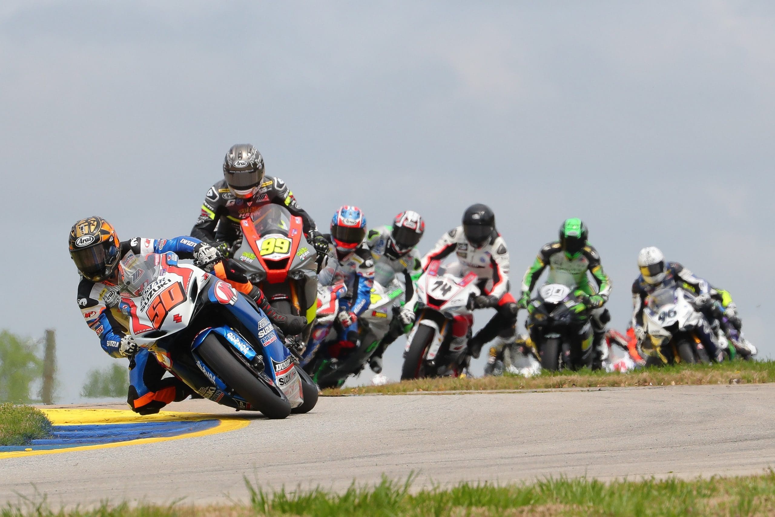 MotoAmerica Superbikes racing at Road America in 2021