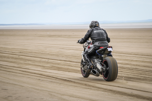 Zef Eisenberg at Straightliners Events Pendine Sands speed event May 2015 (photo Becci Ellis) turbine