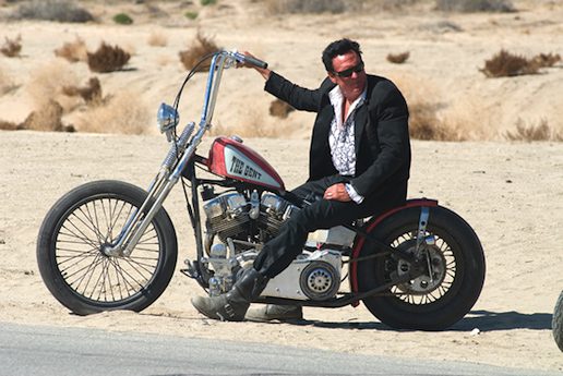 Michael Madsen looks cool as "The Gent" with his ape hanger bars in Quentin Tarentino's Hell Ride Handlebar maximum measurements challenged regulations