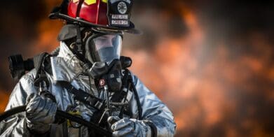 A firefighter on the job. Media sourced from HuntsvilleFireandRescue.