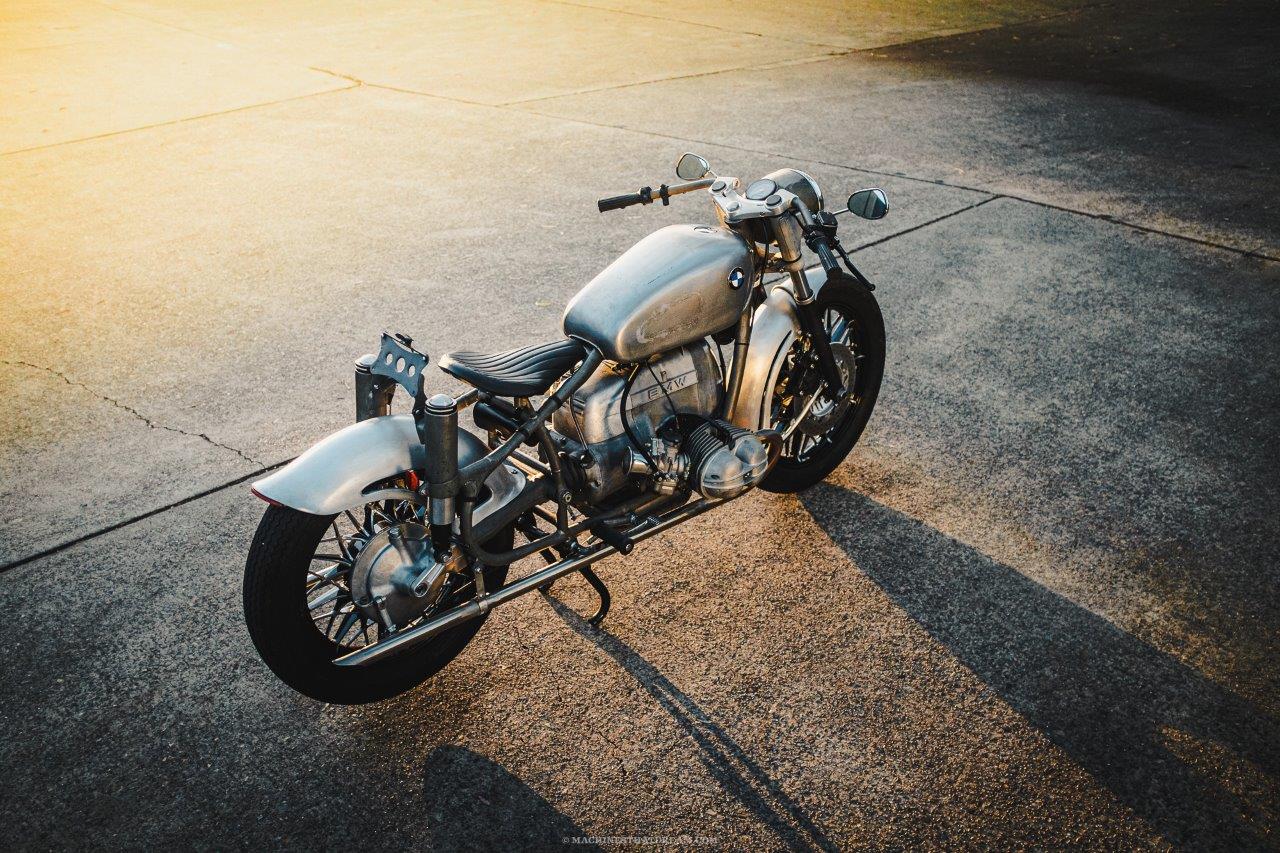 BMW R100 Custom Bobber at sunset in Sydney