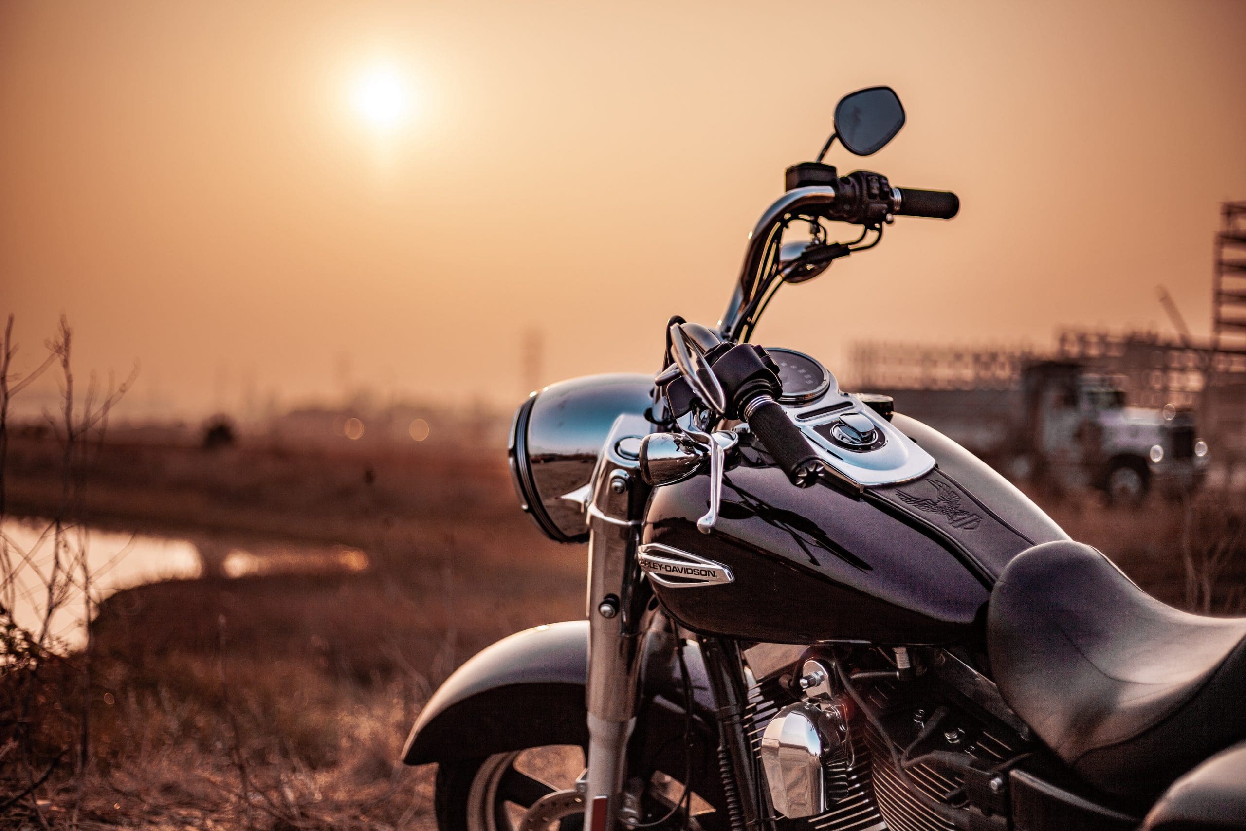 A motorcycle parked