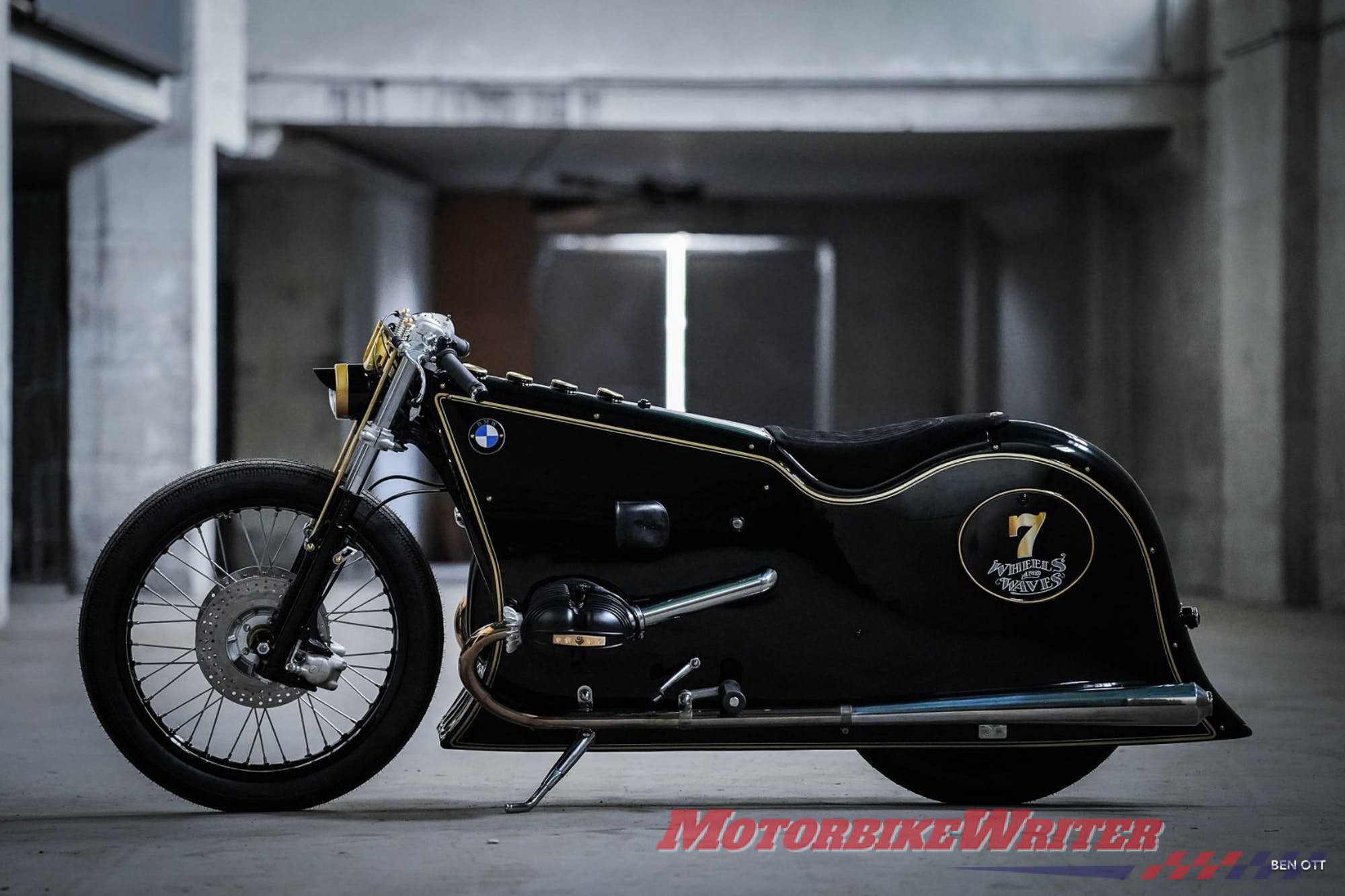 BMW Coyote Black Phantom custom at Wheels and Waves - Desert racer