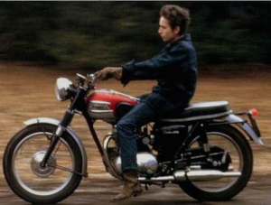 Bob Dylan on Triumph Boneville