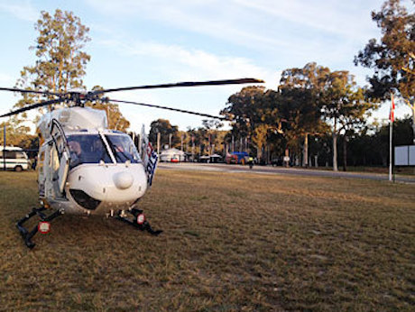 Careflight chopper arrives at Grey Gum Cafe