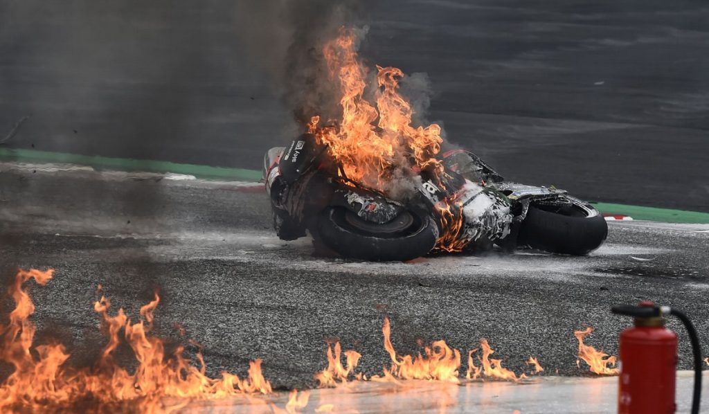 a view of the red flag incident at Round 10 of the MotoGP at the Styrian GP 2021