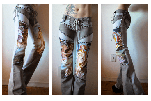 denim pants with studs