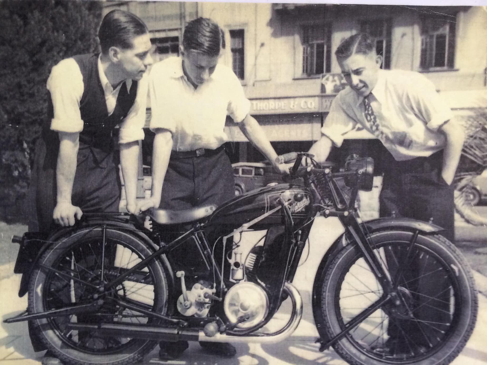 Waratah Motorcycles employees and a new bike in Sydney, circa 1945. Photograph: Waratah Motorcycles