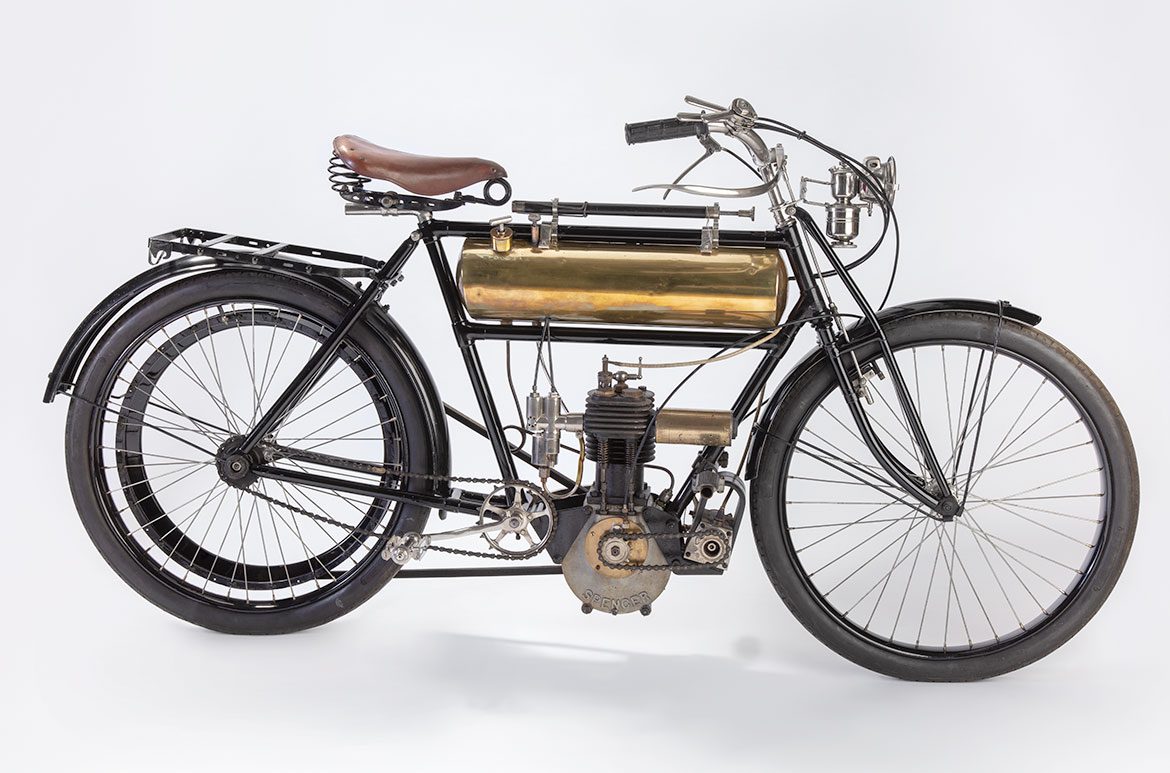 A 1906 Spencer motorcycle as it appears today