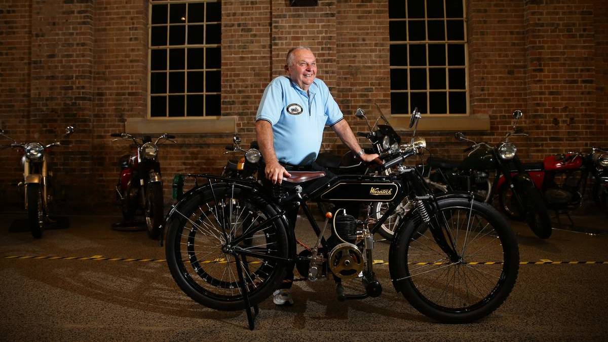 A proud Waratah Motorcycle owner and his bike