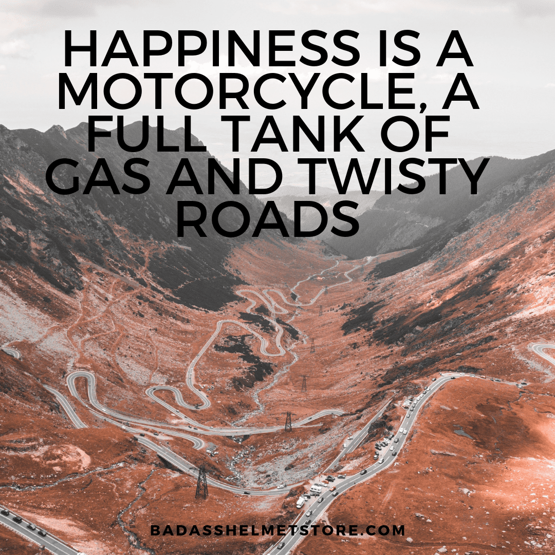 Happiness is a motorcycle, a full tank of gas and twisty roads