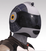 Futuristic bike store helmet