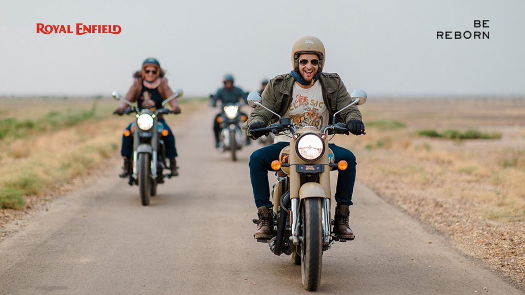 A view of a handful of riders enjoying the new 2021 Classic Royal Enfield