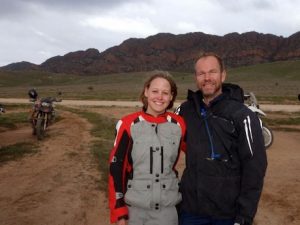 Paramedic Georgia and Dakar legend Simon Pavey in the Flinders Ranges 