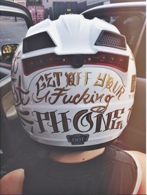 get off your fucking phone white full helmet