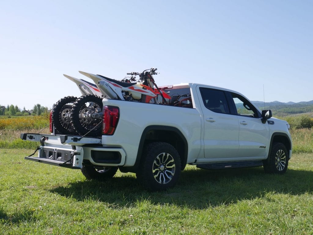 GMC Sierra with dirtbikes