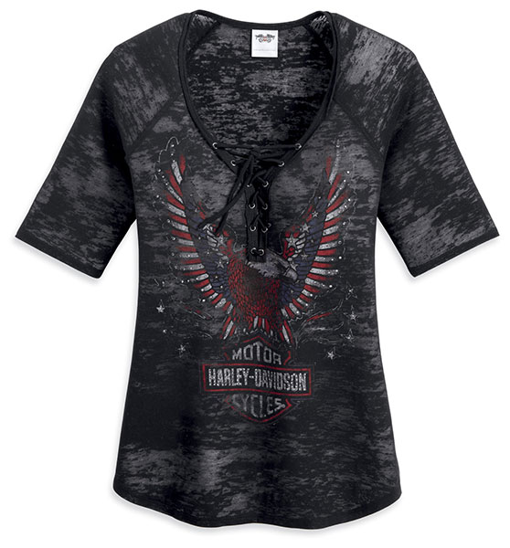 Harley Front Laced Embellished Eagle Burnout Tee ($78.67)