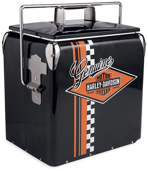 Harley Checkerboard Stripe Retro Metal Cooler