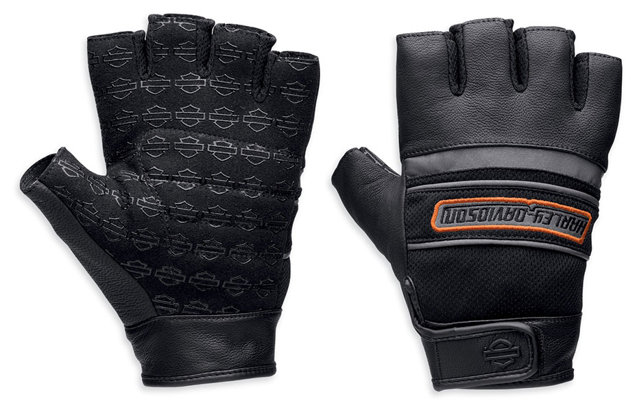 Harley  Defender Fingerless Mesh & Leather Gloves