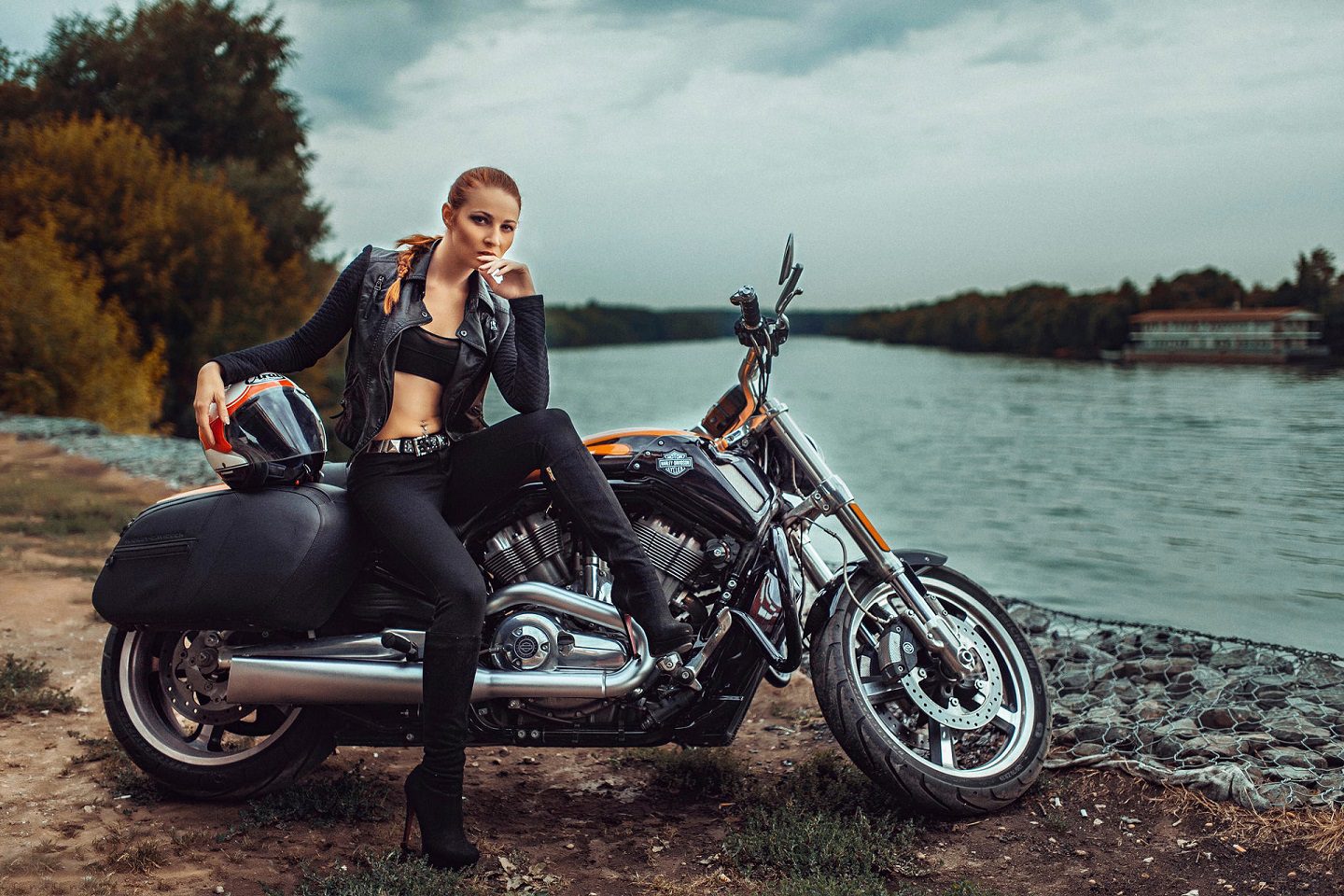 Hot chick on harley davidson sale