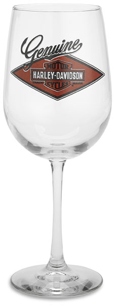 Harley Wine Glass with Nostalgic Graphic