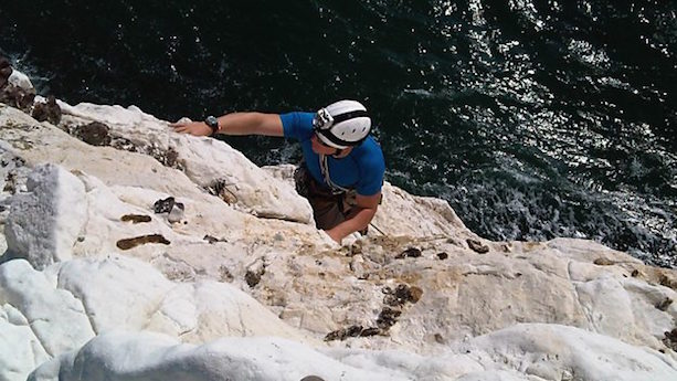 Climbing helmet with action camera