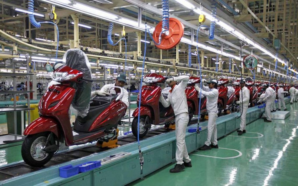 a view of the Honda Motorcycle and Scooter India plant in Gujarat