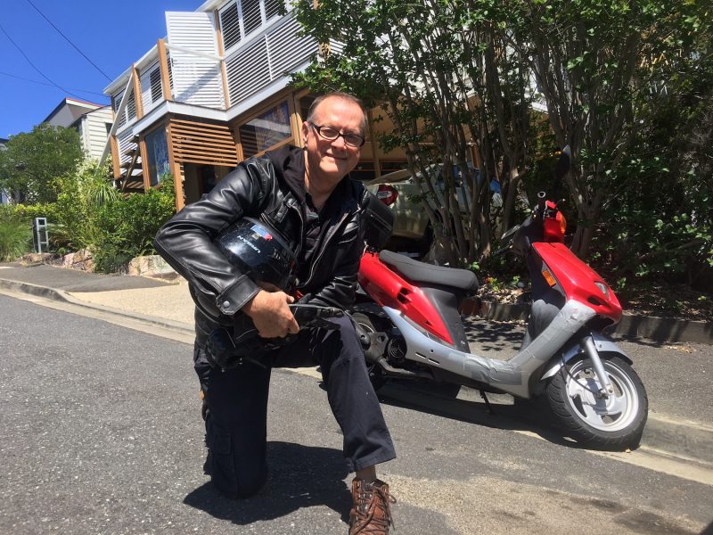 David Hinchliffe and his SYM scooter - Former politician regrets rider support