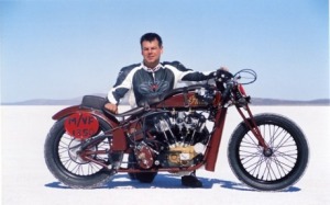 Peter Arundel with his record -breaking Indian Burt Munro