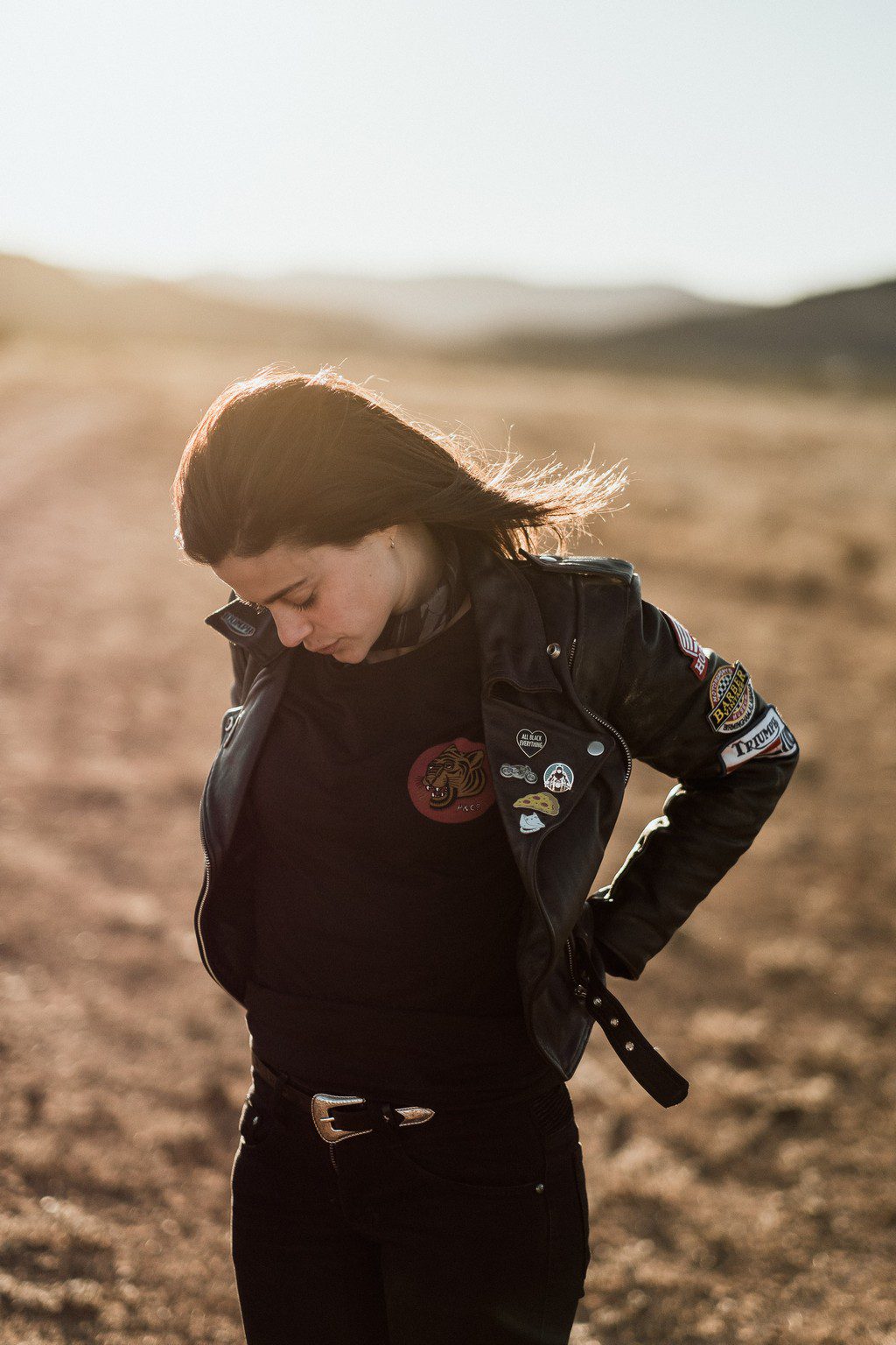 Katie Adbilla at dusk in a Tasmanian field