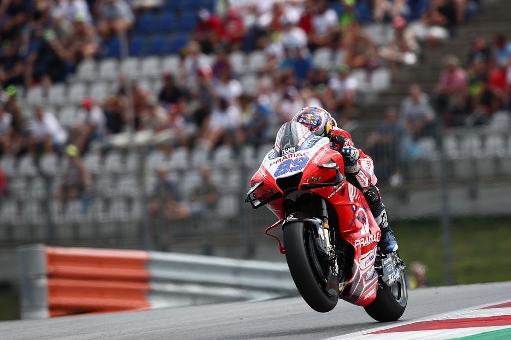 A view of Jorge Martin Riding around to secure a victory at Round 10 of 2021's MotoGP