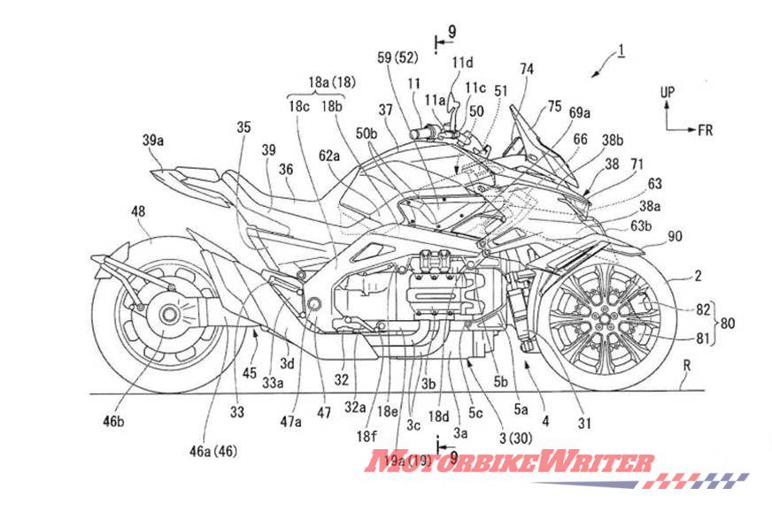 Honda Neowing Goldwing leaning three-wheeler trike patent granted 