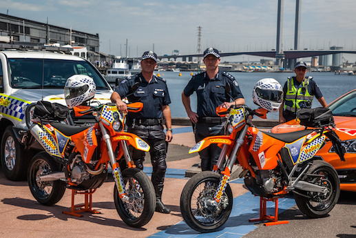 Lane filtering police bikes