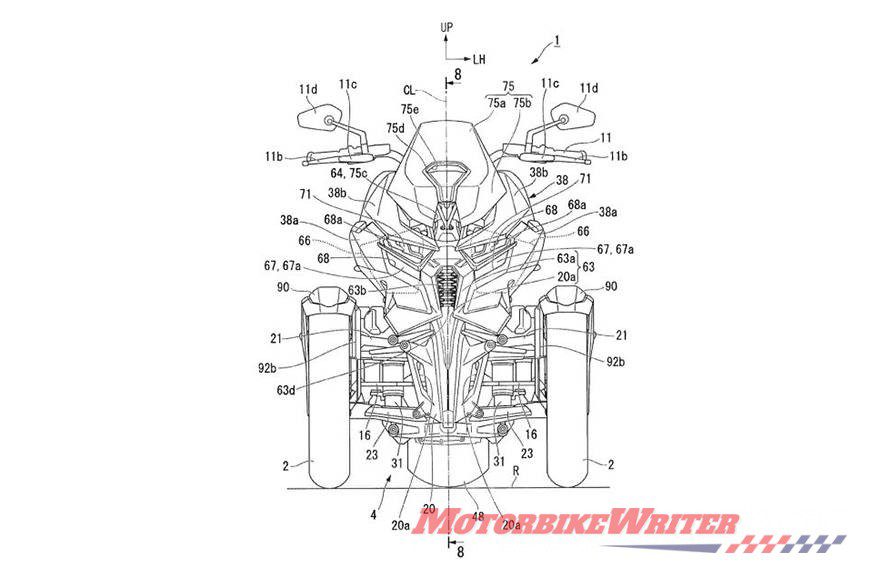 Honda Neowing Goldwing leaning three-wheeler trike patent granted 